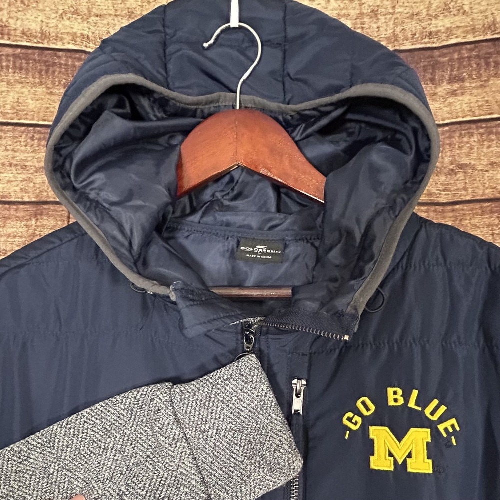 Colosseum‎ Michigan Wolverines Navy Blue Hybrid Quilted Hooded Jacket Mens L NEW